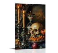 ZLLJXFZZ A Baroque-style still Life with Skull, Candle, And Hourglass (vanitas Theme) Wall Art Mural Modern Decoration Hanging Art Poster 12x18inch(30x45cm)