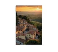 ZLLJXFZZ A Bird’s-eye View of An Italian Hill Town at Sunset Wall Art Mural Modern Decoration Hanging Art Poster 16x24inch(40x60cm)