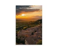 ZLLJXFZZ A Bird’s-eye View of An Italian Hill Town at Sunset Wall Art Mural Modern Decoration Hanging Art Poster 16x24inch(40x60cm)