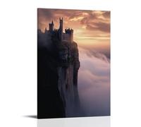 ZLLJXFZZ A Castle Ruin on A Misty Cliffside at Sunrise, Romantic Mood Wall Art Mural Modern Decoration Hanging Art Poster 08x12inch(20x30cm)