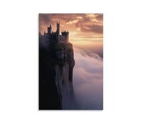 ZLLJXFZZ A Castle Ruin on A Misty Cliffside at Sunrise, Romantic Mood Wall Art Mural Modern Decoration Hanging Art Poster 08x12inch(20x30cm)