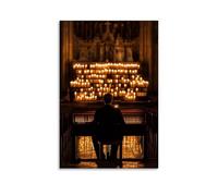 ZLLJXFZZ A Cathedral Organist Playing Alone, Candlelit Atmosphere Wall Art Mural Modern Decoration Hanging Art Poster 20x30inch(50x75cm)