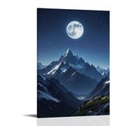 ZLLJXFZZ A Clear Night Sky over A Mountain Range, with A Full Moon And A Sea of Stars Wall Art Mural Modern Decoration Hanging Art Poster 24x36inch(60x90cm)