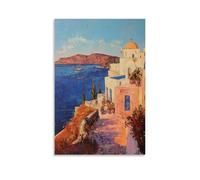 ZLLJXFZZ A Coastal View of Santorini at Sunset, Warm Mediterranean Tones Wall Art Mural Modern Decoration Hanging Art Poster 16x24inch(40x60cm)