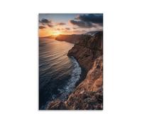 ZLLJXFZZ A Coastal View of Santorini at Sunset, Warm Mediterranean Tones Wall Art Mural Modern Decoration Hanging Art Poster 24x36inch(60x90cm)