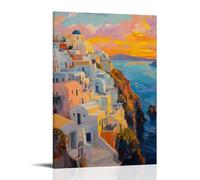 ZLLJXFZZ A Coastal View of Santorini at Sunset, Warm Mediterranean Tones Wall Art Mural Modern Decoration Hanging Art Poster 12x18inch(30x45cm)