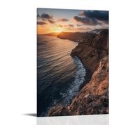 ZLLJXFZZ A Coastal View of Santorini at Sunset, Warm Mediterranean Tones Wall Art Mural Modern Decoration Hanging Art Poster 16x24inch(40x60cm)