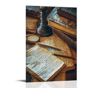 ZLLJXFZZ A Collection of Old Books, Quills, And Parchment on A Writer's Desk Wall Art Mural Modern Decoration Hanging Art Poster 20x30inch(50x75cm)
