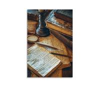 ZLLJXFZZ A Collection of Old Books, Quills, And Parchment on A Writer's Desk Wall Art Mural Modern Decoration Hanging Art Poster 20x30inch(50x75cm)