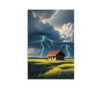 ZLLJXFZZ A Dramatic Thunderstorm over A Prairie, with Dark Clouds And A Single Farmhouse in The Distance Wall Art Mural Modern Decoration Hanging Art Poster 08x12inch(20x30cm)