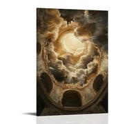 ZLLJXFZZ A Dreamy Vision of Clouds And Angels Above A Cathedral Dome Wall Art Mural Modern Decoration Hanging Art Poster 24x36inch(60x90cm)