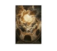 ZLLJXFZZ A Dreamy Vision of Clouds And Angels Above A Cathedral Dome Wall Art Mural Modern Decoration Hanging Art Poster 08x12inch(20x30cm)