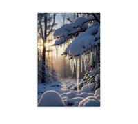 ZLLJXFZZ A Frosty Winter Morning with Icicles Hanging from Tree Branches And A Soft Blanket of Snow Wall Art Mural Modern Decoration Hanging Art Poster 20x30inch(50x75cm)