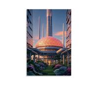ZLLJXFZZ A Futuristic Utopia with Sleek Architecture, Lush Gardens, And A Glowing Energy Dome Wall Art Mural Modern Decoration Hanging Art Poster 20x30inch(50x75cm)