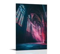 ZLLJXFZZ A Gothic Cathedral Interior with Stained Glass Lighting The Walls Wall Art Mural Modern Decoration Hanging Art Poster 08x12inch(20x30cm)