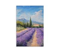 ZLLJXFZZ A Lavender Field in Full Bloom Under The Provencal Sun, Soft Impressionist Brushstrokes Wall Art Mural Modern Decoration Hanging Art Poster 20x30inch(50x75cm)