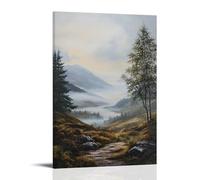 ZLLJXFZZ A Misty Morning in The Scottish Highlands, Oil Landscape Wall Art Mural Modern Decoration Hanging Art Poster 20x30inch(50x75cm)