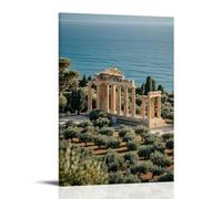 ZLLJXFZZ A Neoclassical Depiction of Ancient Greek Ruins Surrounded by Olive Groves And A Tranquil Sea Wall Art Mural Modern Decoration Hanging Art Poster 12x18inch(30x45cm)