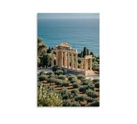 ZLLJXFZZ A Neoclassical Depiction of Ancient Greek Ruins Surrounded by Olive Groves And A Tranquil Sea Wall Art Mural Modern Decoration Hanging Art Poster 12x18inch(30x45cm)