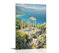 ZLLJXFZZ A Neoclassical Depiction of Ancient Greek Ruins Surrounded by Olive Groves And A Tranquil Sea Wall Art Mural Modern Decoration Hanging Art Poster 24x36inch(60x90cm)