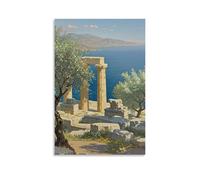 ZLLJXFZZ A Neoclassical Depiction of Ancient Greek Ruins Surrounded by Olive Groves And A Tranquil Sea Wall Art Mural Modern Decoration Hanging Art Poster 20x30inch(50x75cm)
