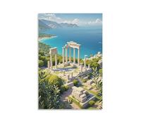 ZLLJXFZZ A Neoclassical Depiction of Ancient Greek Ruins Surrounded by Olive Groves And A Tranquil Sea Wall Art Mural Modern Decoration Hanging Art Poster 16x24inch(40x60cm)