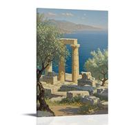 ZLLJXFZZ A Neoclassical Depiction of Ancient Greek Ruins Surrounded by Olive Groves And A Tranquil Sea Wall Art Mural Modern Decoration Hanging Art Poster 24x36inch(60x90cm)