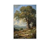 ZLLJXFZZ A Pastoral Scene with Shepherds And Sheep Beneath An Old Oak Tree Wall Art Mural Modern Decoration Hanging Art Poster 16x24inch(40x60cm)