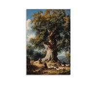 ZLLJXFZZ A Pastoral Scene with Shepherds And Sheep Beneath An Old Oak Tree Wall Art Mural Modern Decoration Hanging Art Poster 24x36inch(60x90cm)