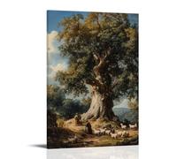 ZLLJXFZZ A Pastoral Scene with Shepherds And Sheep Beneath An Old Oak Tree Wall Art Mural Modern Decoration Hanging Art Poster 12x18inch(30x45cm)