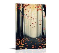 ZLLJXFZZ A Peaceful Autumn Forest with Falling Leaves, Muted Tones, Natural Realism Wall Art Mural Modern Decoration Hanging Art Poster 20x30inch(50x75cm)