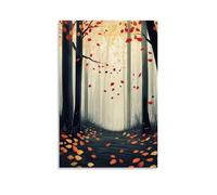 ZLLJXFZZ A Peaceful Autumn Forest with Falling Leaves, Muted Tones, Natural Realism Wall Art Mural Modern Decoration Hanging Art Poster 12x18inch(30x45cm)