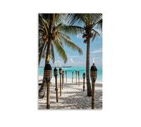 ZLLJXFZZ A Polynesianinspired Beach Scene with Palm Trees, Tiki Torches, And A Turquoise Lagoon Wall Art Mural Modern Decoration Hanging Art Poster 08x12inch(20x30cm)