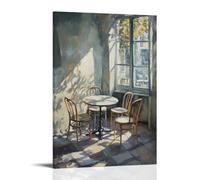 ZLLJXFZZ A Quiet Corner Café with Empty Chairs And Morning Light, Oil on Canvas Wall Art Mural Modern Decoration Hanging Art Poster 08x12inch(20x30cm)