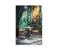 ZLLJXFZZ A Quiet Corner Café with Empty Chairs And Morning Light, Oil on Canvas Wall Art Mural Modern Decoration Hanging Art Poster 20x30inch(50x75cm)