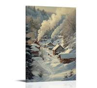 ZLLJXFZZ A Quiet Snow-covered Village with Smoke Rising from Chimneys, Winter Atmosphere Wall Art Mural Modern Decoration Hanging Art Poster 12x18inch(30x45cm)