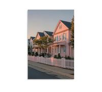 ZLLJXFZZ A Quiet Suburban Neighborhood with Treelined Streets, Picket Fences, And A Soft Morning Light Wall Art Mural Modern Decoration Hanging Art Poster 16x24inch(40x60cm)