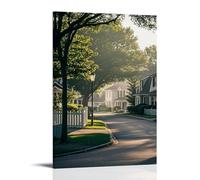 ZLLJXFZZ A Quiet Suburban Neighborhood with Treelined Streets, Picket Fences, And A Soft Morning Light Wall Art Mural Modern Decoration Hanging Art Poster 16x24inch(40x60cm)