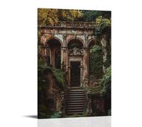 ZLLJXFZZ A Roman Ruin Overtaken by Nature, Romantic Decay Theme Wall Art Mural Modern Decoration Hanging Art Poster 16x24inch(40x60cm)