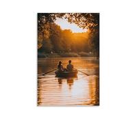 ZLLJXFZZ A Romantic Couple Rowing A Boat on A Lake in Golden Hour Wall Art Mural Modern Decoration Hanging Art Poster 20x30inch(50x75cm)