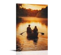 ZLLJXFZZ A Romantic Couple Rowing A Boat on A Lake in Golden Hour Wall Art Mural Modern Decoration Hanging Art Poster 08x12inch(20x30cm)