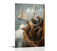 ZLLJXFZZ A Scene of Fishermen at Work on The North Sea, Realistic Brushwork Wall Art Mural Modern Decoration Hanging Art Poster 24x36inch(60x90cm)