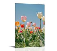 ZLLJXFZZ A Serene Spring Meadow Filled with Blooming Tulips, Buzzing Bees, And A Clear Blue Sky Wall Art Mural Modern Decoration Hanging Art Poster 08x12inch(20x30cm)