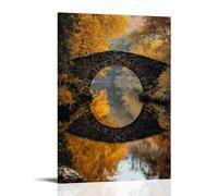 ZLLJXFZZ A Stone Bridge over A Quiet River in Autumn Wall Art Mural Modern Decoration Hanging Art Poster 24x36inch(60x90cm)