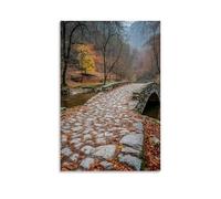 ZLLJXFZZ A Stone Bridge over A Quiet River in Autumn Wall Art Mural Modern Decoration Hanging Art Poster 24x36inch(60x90cm)
