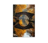 ZLLJXFZZ A Stone Bridge over A Quiet River in Autumn Wall Art Mural Modern Decoration Hanging Art Poster 16x24inch(40x60cm)
