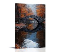 ZLLJXFZZ A Stone Bridge over A Quiet River in Autumn Wall Art Mural Modern Decoration Hanging Art Poster 24x36inch(60x90cm)