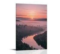ZLLJXFZZ A Sunrise over A Misty Valley, with Soft Pink And Orange Hues Reflecting Off A Calm River Wall Art Mural Modern Decoration Hanging Art Poster 16x24inch(40x60cm)