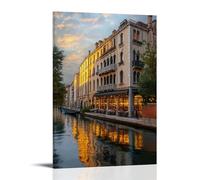 ZLLJXFZZ A Venetian Canal at Dusk, Reflecting Golden Light, Impressionist Oil Painting Wall Art Mural Modern Decoration Hanging Art Poster 08x12inch(20x30cm)