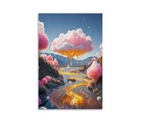 ZLLJXFZZ A Whimsical World Where Clouds Are Made of Cotton Candy, And Rivers Flow with Liquid Gold Wall Art Mural Modern Decoration Hanging Art Poster 12x18inch(30x45cm)